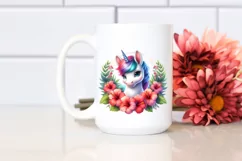 Cute Baby Unicorn with Hibiscus Frame | | Clipart Product Image 2