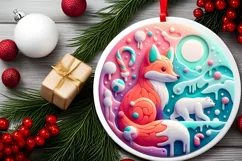 Round Christmas Ornament Sublimation|Clipart Product Image 1