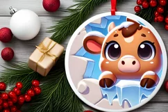 Round Christmas Ornament Sublimation|Clipart Product Image 1