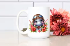 Colorful Watercolor Baby Hippo Aviator Suit Product Image 2