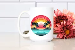 Quirky Tropical Rainbow Sunset | Sublimation | Clipart Product Image 2