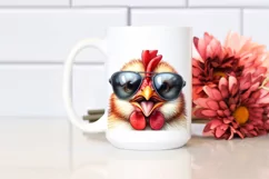 Funny Chicken Smiling Sunglasses Portrait | Clipart Product Image 2