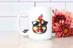 Funny Chicken Smiling Sunglasses Portrait | Clipart Product Image 2