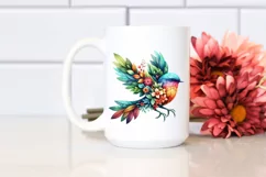 Abstract Bird with Plant Leaves, PNG Product Image 2