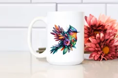 Abstract Bird with Plant Leaves, PNG Product Image 2