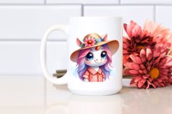 Watercolor Unicorn Sun Hat Clipart Product Image 2