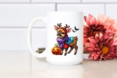 Watercolor Cute Baby Elk Halloween Drawing Product Image 2