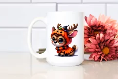 Watercolor Cute Baby Elk Halloween Drawing Product Image 2
