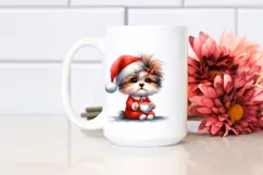 Cute Baby Havanese with Santa Hat PNG Product Image 2