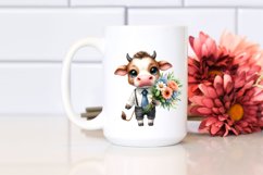 Watercolor Baby Cow Expressive Clipart Product Image 2
