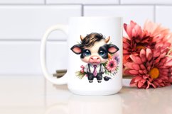 Watercolor Baby Cow Expressive Clipart Product Image 2