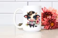 Watercolor Baby Cow Expressive Clipart Product Image 2