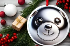 Christmas Bear Round Sticker Sublimation PNG Product Image 2