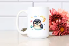 Cute Brunnich's Guillemots with Moon Stars | Sublimation | Product Image 2