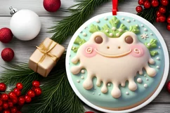 Christmas Frog with Depth Round Ornament Sublimation PNG Product Image 2