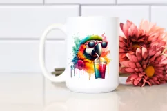 Macaw Sipping Colorful Drink | Sublimation | Clipart Product Image 2