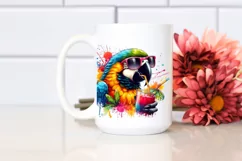 Macaw Sipping Colorful Drink | Sublimation | Clipart Product Image 2