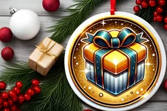Round Christmas Ornament Sublimation|Clipart Product Image 1