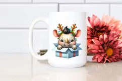 Cool Baby Rhino coming out from Gift Box PNG Product Image 2
