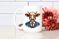 Funny Cow Portrait with Retro es | Clipart Product Image 2