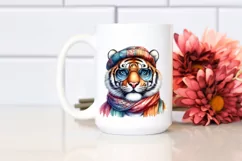 Funny Tiger Portrait with Scarf | Clipart Product Image 2