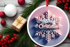 Snow Flake Christmas Round Cute Ornament Sublimation Product Image 1