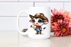 Watercolor Baby Cow Hat Clipart Product Image 2