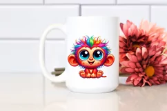 Colorful Crazy Baby Monkey, Transparent PNG Product Image 2