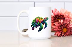 Vibrant Watercolor Turtle with Plant Leaves, PNG Product Image 2