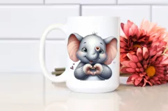 Detailed Elephant Smiling with Love Sign | Clipart Product Image 2