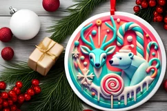 Round Christmas Ornament Sublimation|Clipart Product Image 1