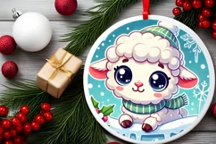 Round Christmas Ornament Sublimation|Clipart Product Image 1