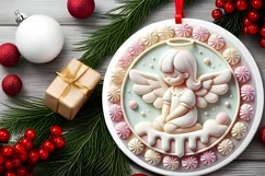 Round Christmas Ornament Sublimation|Clipart Product Image 1