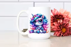 Sitting Cute Unicorn Clipart PNG Product Image 2