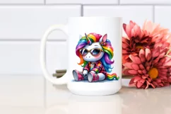 Sitting Cute Unicorn Clipart PNG Product Image 2