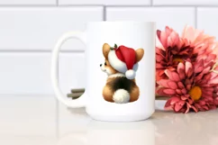 a Cute Pembroke Welsh Corgi from Behind with Santa Hat PNG Product Image 2