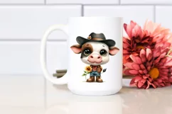 Watercolor Cow Big Eyes Hat Boots Flower Product Image 2