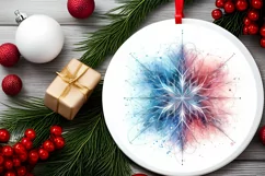 Snow Flake Christmas Round Cute Ornament Sublimation Product Image 1