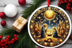 Round Christmas Ornament Sublimation|Clipart Product Image 2