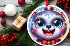 Bear Smiling Round Ornament Sublimation PNG Product Image 2