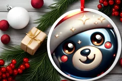 Shiny Christmas Bear Ornament Sublimation PNG Product Image 2