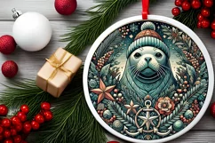 Round Christmas Ornament Sublimation|Clipart Product Image 1