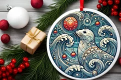 Round Christmas Ornament Sublimation|Clipart Product Image 1