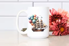 Vintage Rusty Sailboat with Balloons PNG Product Image 2