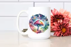 Colorful Watercolor Magical Shroom| Sublimation | Clipart Product Image 2