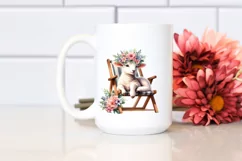 Young Lamb on Beach Chair Watercolor Clipart Product Image 2