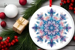Snow Flake Christmas Round Cute Ornament Sublimation Product Image 2