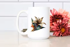 Wooden Stained Lily Made of Material | Sublimation Clipart Product Image 2
