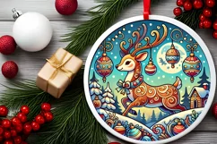 Round Christmas Ornament Sublimation|Clipart Product Image 1