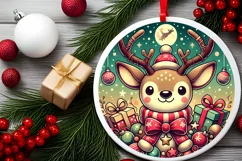 Round Christmas Ornament Sublimation|Clipart Product Image 1